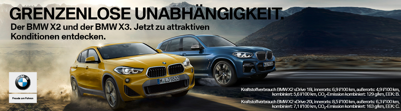 Der BMW X2 und der BMW X3. Jetzt zu attraktiven Konditionen.